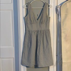 Jcrew seersucker blue striped dress